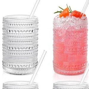 New Hobnail Beaded Drinking Glasses Vintage Glassware Set | Cocktail set of 3